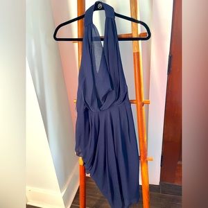 Navy halter cocktail dress